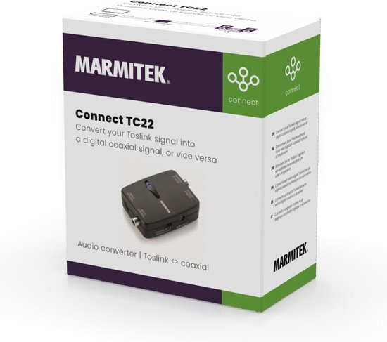 Marmitek Audio Adapter - Connect TC22 - Audio Converter Toslink - Coaxiaal of andersom