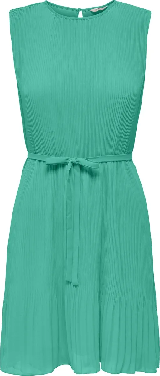 jurk, mintgroen, ribdetail, riemce, riemkoord