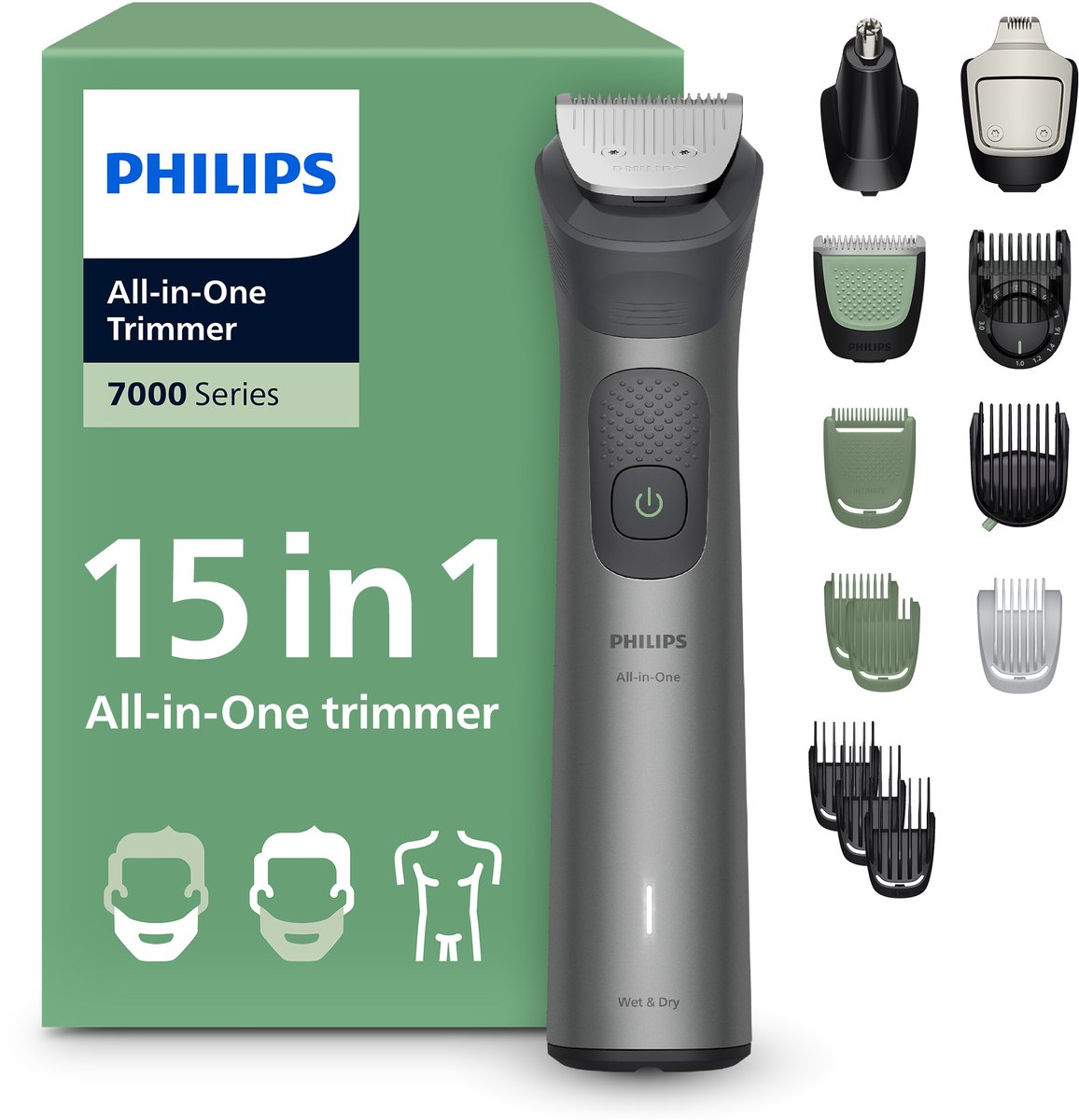 All-in-One Trimmer, 15 in 1, Philips, haren trimmer, kapselmes
