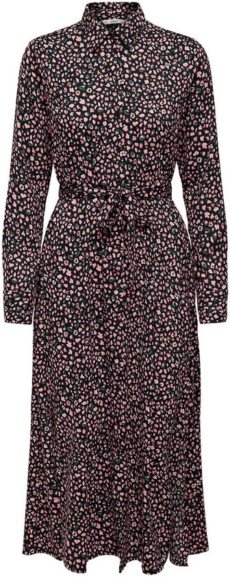 Only Jurk Onlrosa Life L/s Midi Shirt Dress W 15243272 Fuschia Pink/ Dreamland Dames Maat - XL