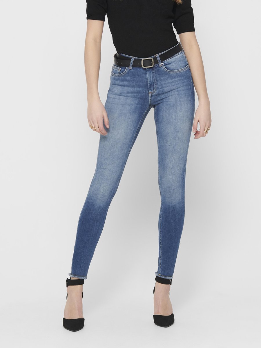 jeans, slim, middellang, blauw, denim