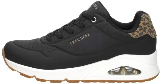 sneaker, black, leopard heel, perforated, air cushioning