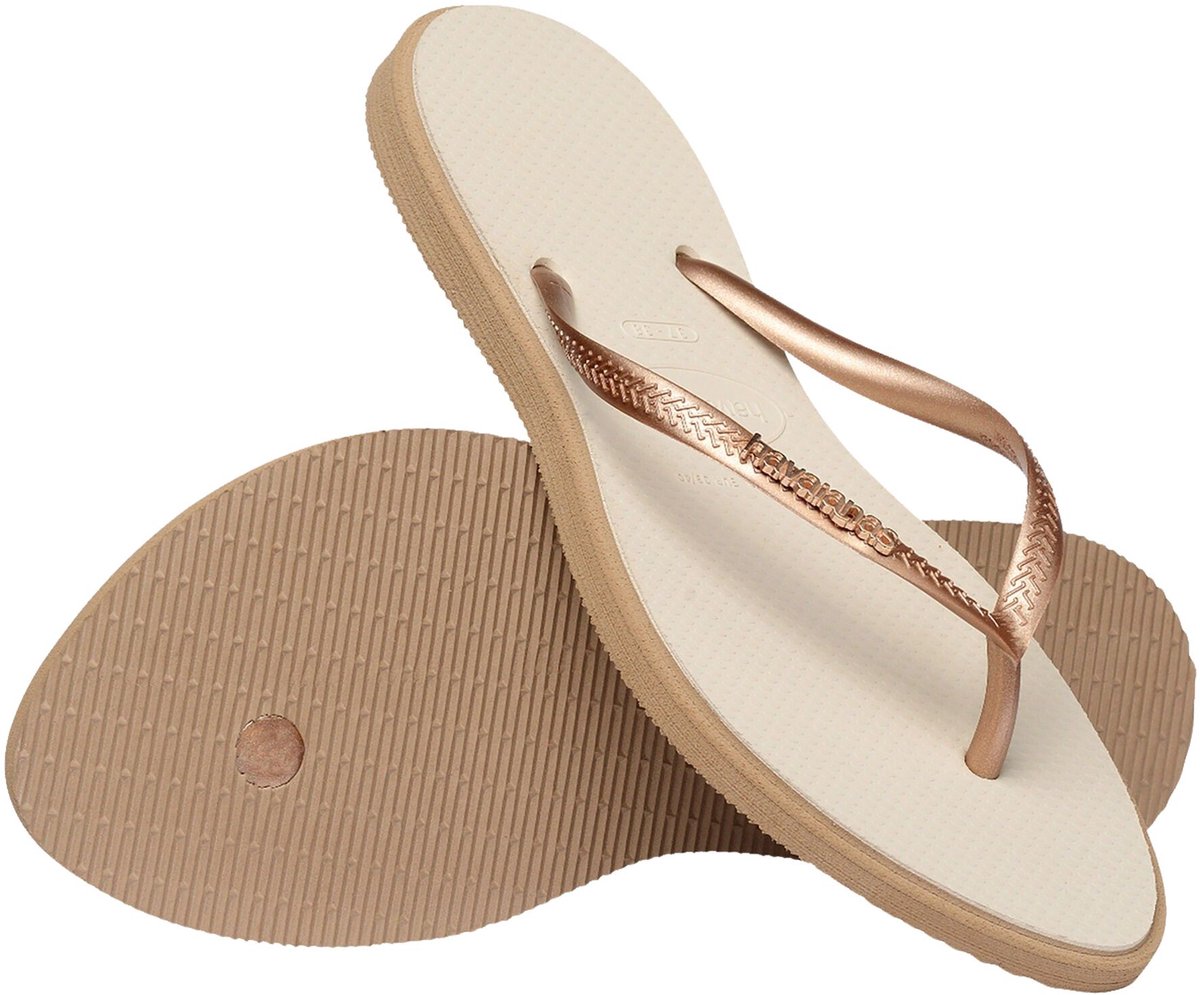slippers, flip-flops, beige, rose-gold, foam