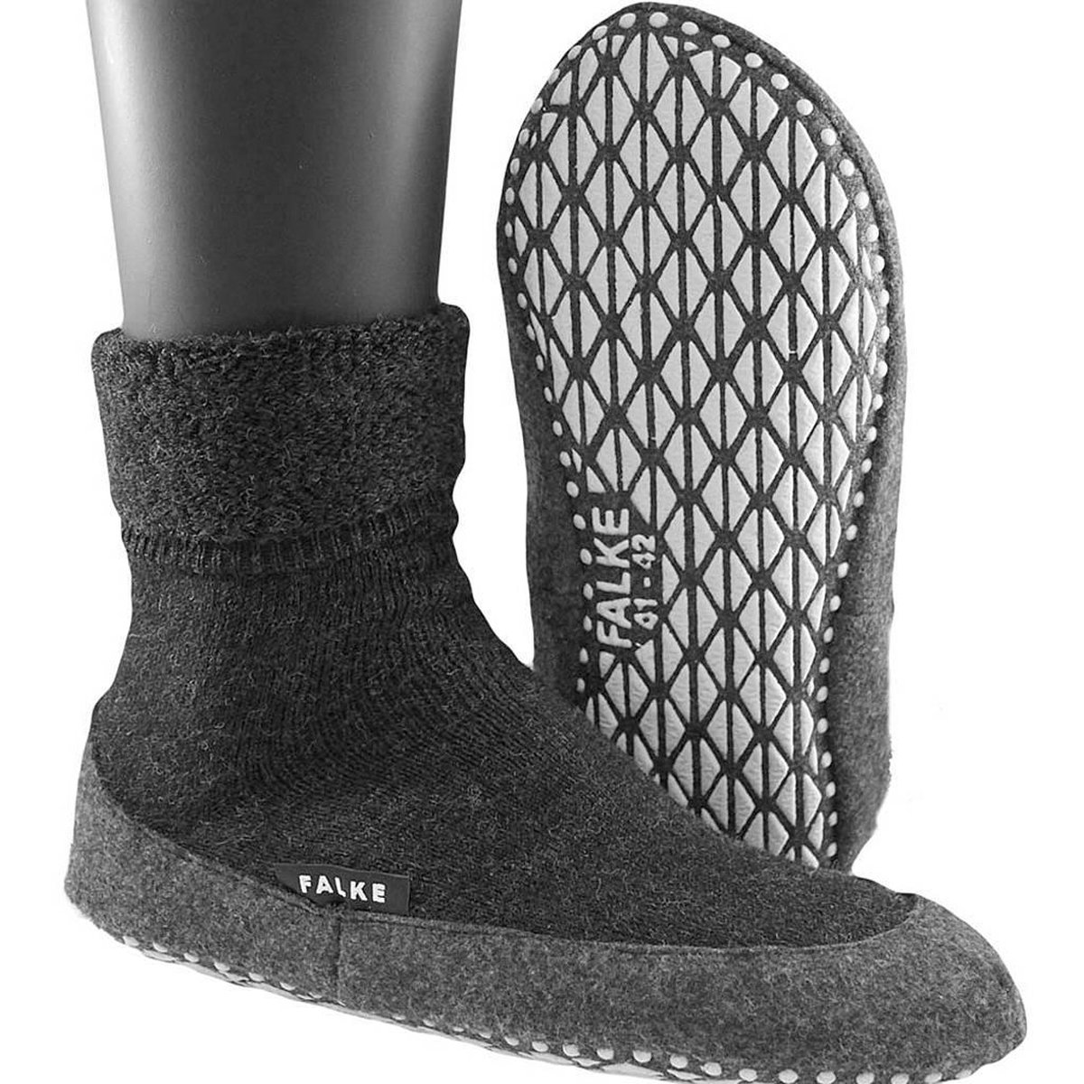 FALKE - maat 43-44- Cosyshoe Slofsokken comfortabel  Merinowol Grijs Heren sokken