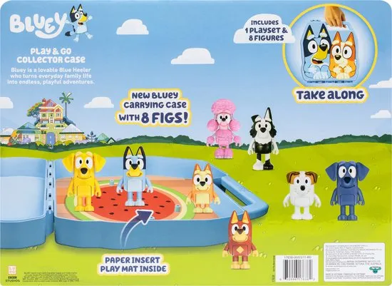 BLUEY Verzamelkoffer met 8 speelfiguren Deluxe set