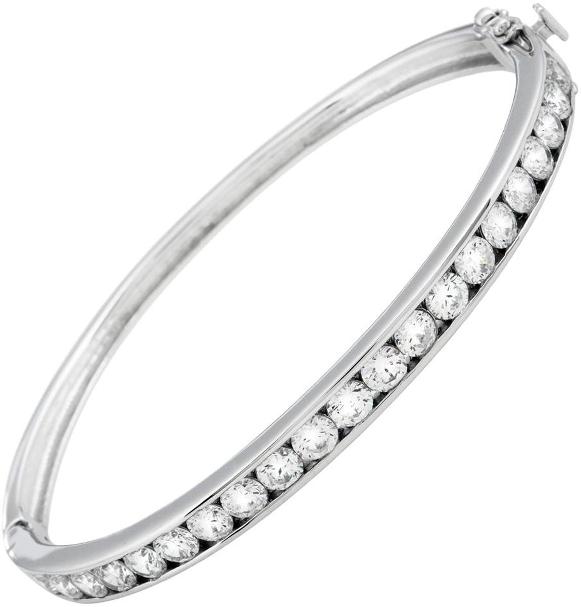 Diamonfire - Zilveren bangle 60 mm - Zirkonia in railzetting