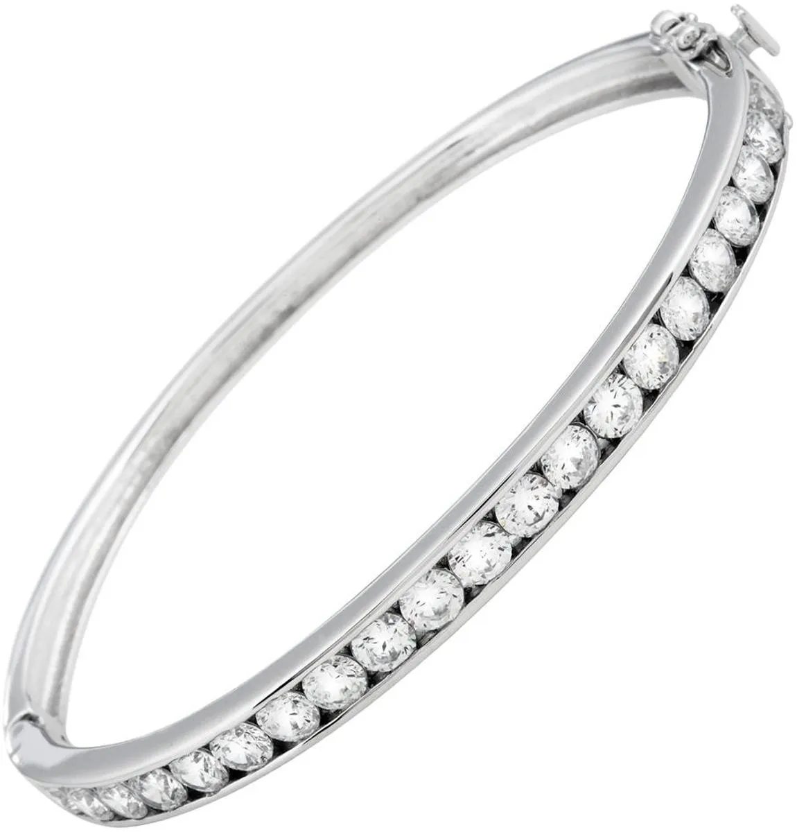 Diamonfire - Zilveren bangle 60 mm - Zirkonia in railzetting