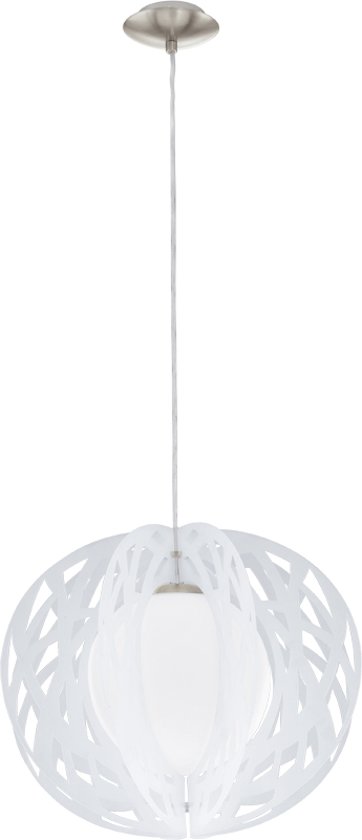 EGLO Forca - Hanglamp - 1 Lichts - Ø400mm. - Nikkel-Mat - Gesatineerd, Wit