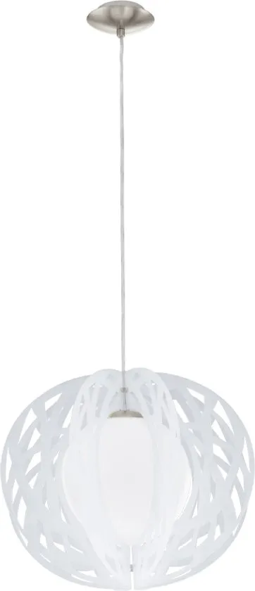 EGLO Forca - Hanglamp - 1 Lichts - Ø400mm. - Nikkel-Mat - Gesatineerd, Wit