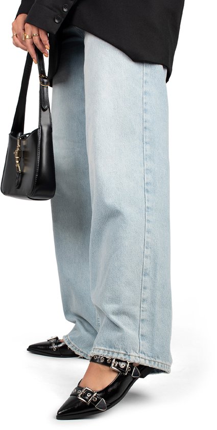 broek, dadeloos, denim, lichtblauw, bootcut