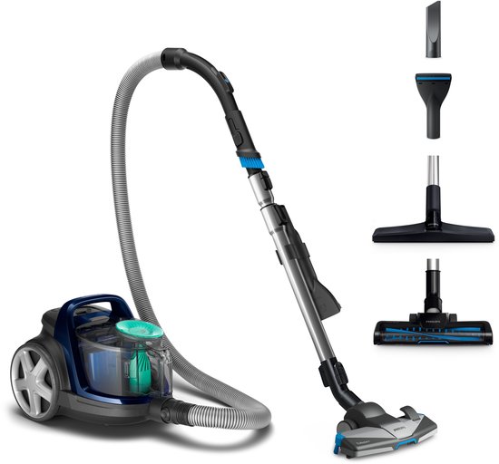 Philips Stofzuiger zonder Zak FC9556/09 - Alle Vloertypen - Sterke Zuigkracht - Met H13 Allergiefilter - 3 Extra Mondstukken - Blauw