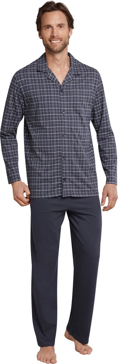 Schiesser - maat XL - Heren Pyjama - Antraciet - Doorknoop