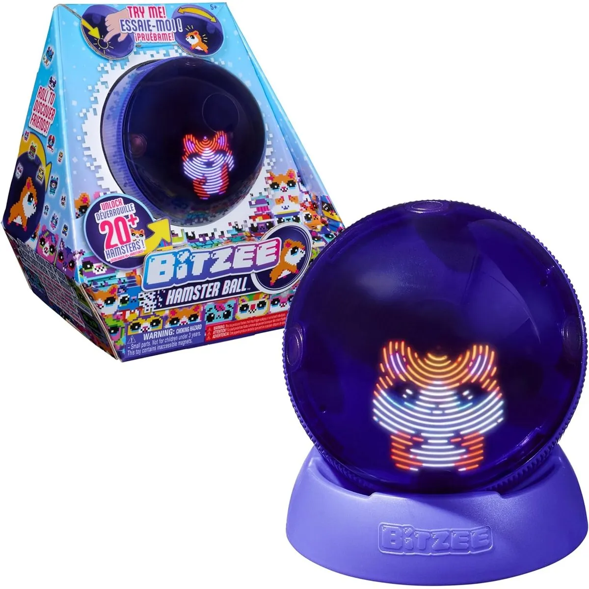 Bitzee Hamster Bal -Interactief speelgoed met meer dan 20 hamsters - Rolt en reageert op aanraking - Speelgoed met digitale huisdieren