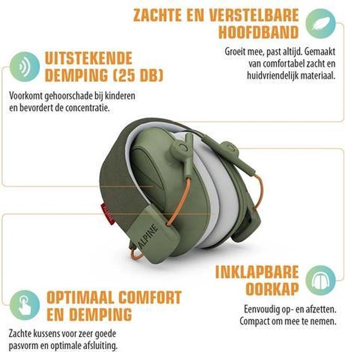 Alpine Muffy Kids Kinder Oorkap - Premium Gehoorbescherming voor kinderen tot 16 jaar - Verstelbare