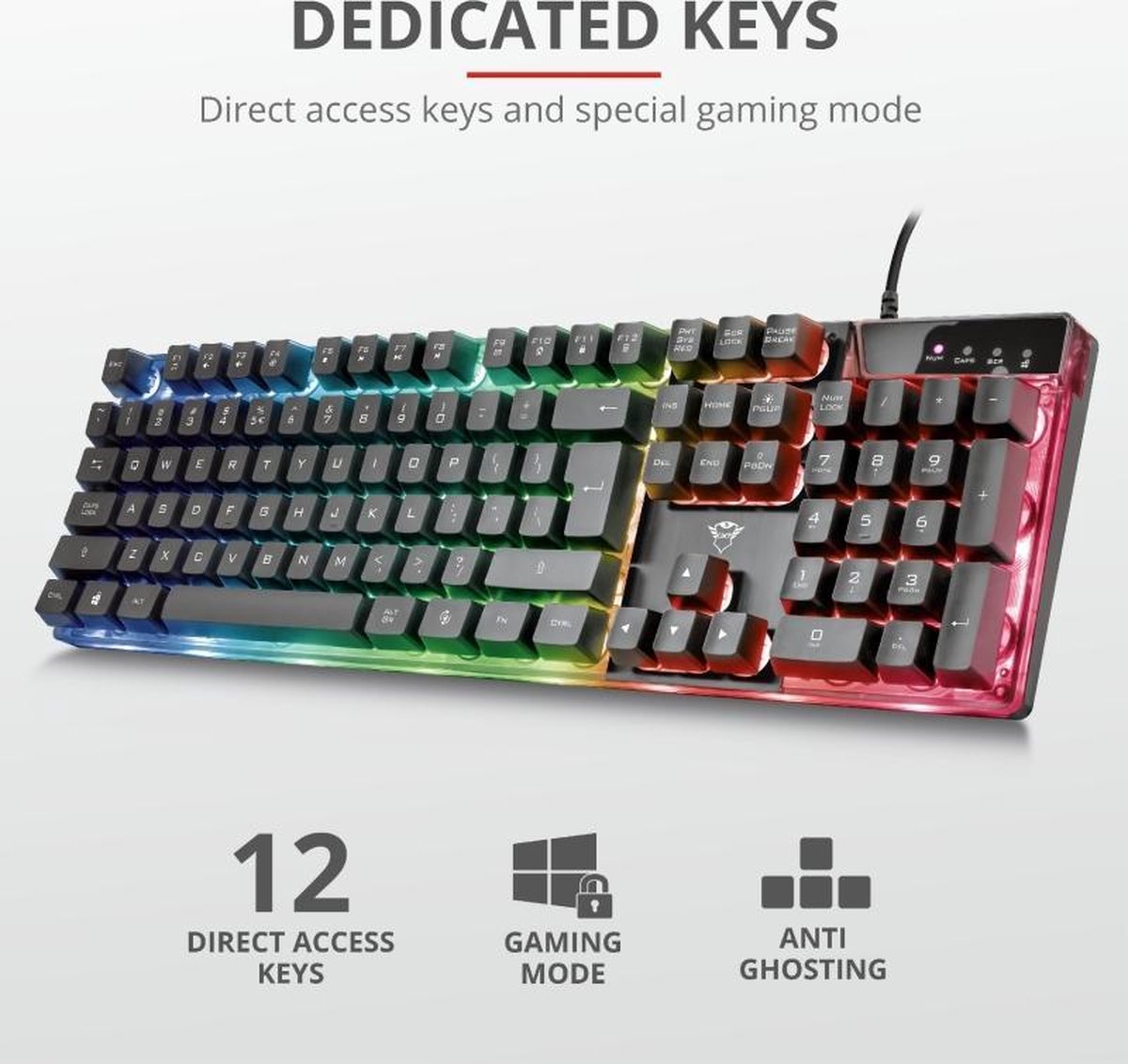 Trust GXT 835 Azor - Gaming Toetsenbord - QWERTY US