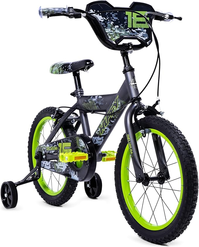Huffy Delirium 16 Inch Jongensfiets Grijs en Groen BMX stijl Kinderfiets