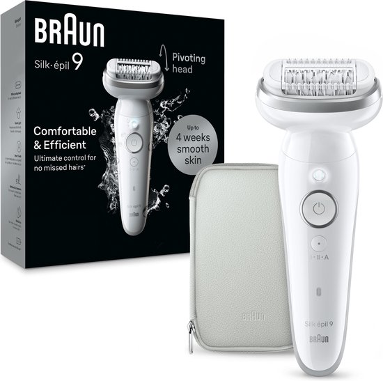 Braun Silk·épil 9 - Epilator Voor Eenvoudige Ontharing - Langdurig Gladde Huid - 9-011 - Wit/Zilver