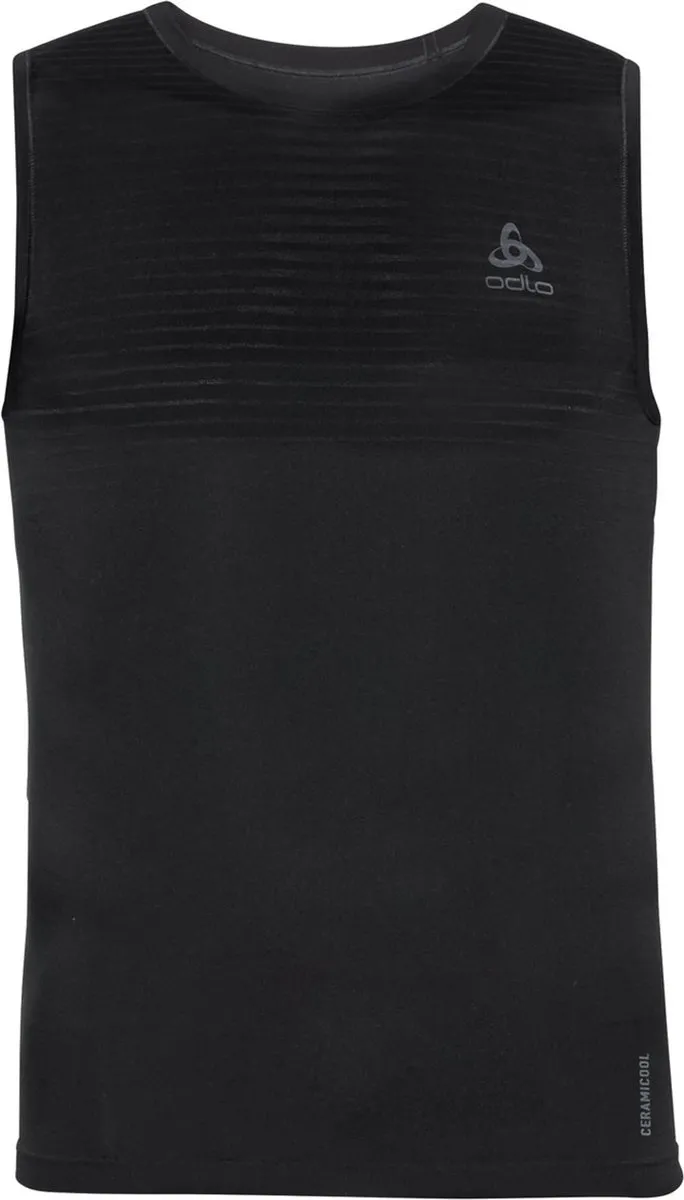 tanktop, zwart, mouwloos, rond hals, logo klein