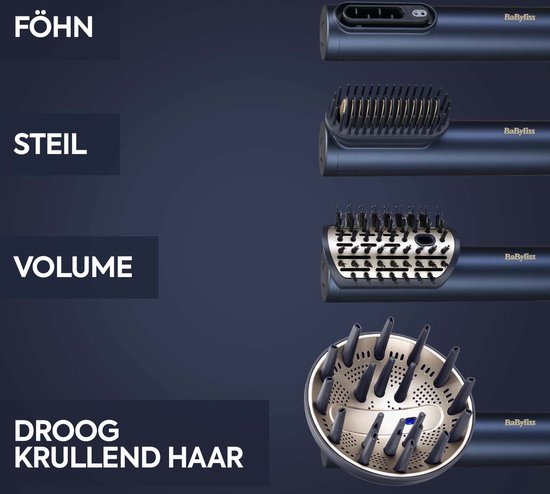 BaByliss 4-in-1 Wet to Dry Air Wand P1334E Föhn - Drogen / Stylen / Volume / Krullen - High Speed Di