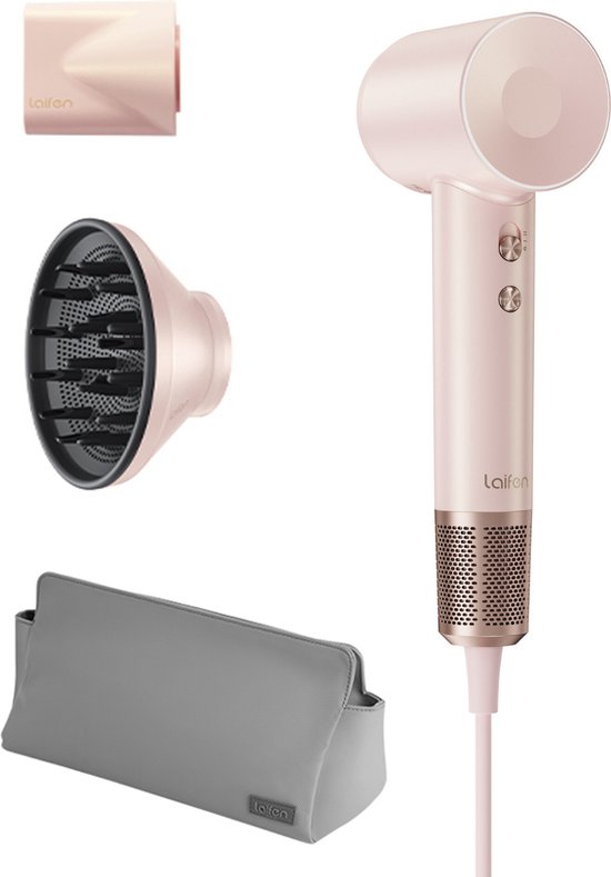 Laifen Swift Premium High Speed Föhn - Licht roze/Goud - Haardroger met ionische technologie - 3 war