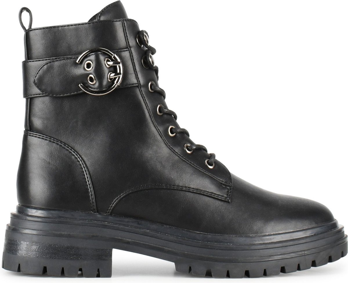 POSH by Poelman  - Maat 39 CATO Dames Veter Laarzen - Zwart