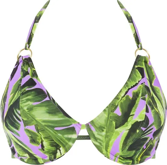 Freya - Maat 70D - JUNGLE OASIS UW Halter Bikini Top - CASSIS - Vrouwen