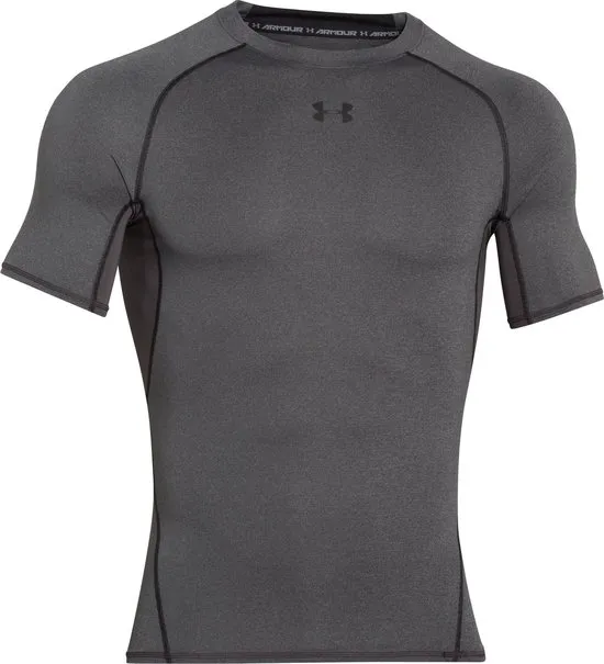 Under Armour HG Armour SS Heren Sportshirt - Carbon Heather - Maat XL