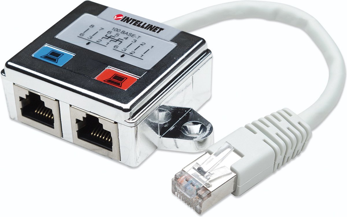 Intellinet Serie - Ethernet Adapter - RJ45x2 - Vrouwelijke Connector - Afgeschermd