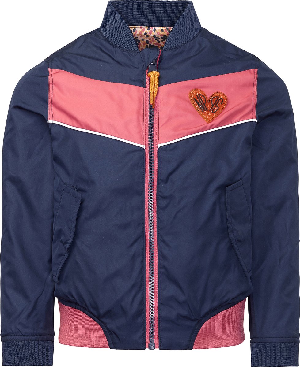 jacket, windbreaker, navy, pink panel, heart patch