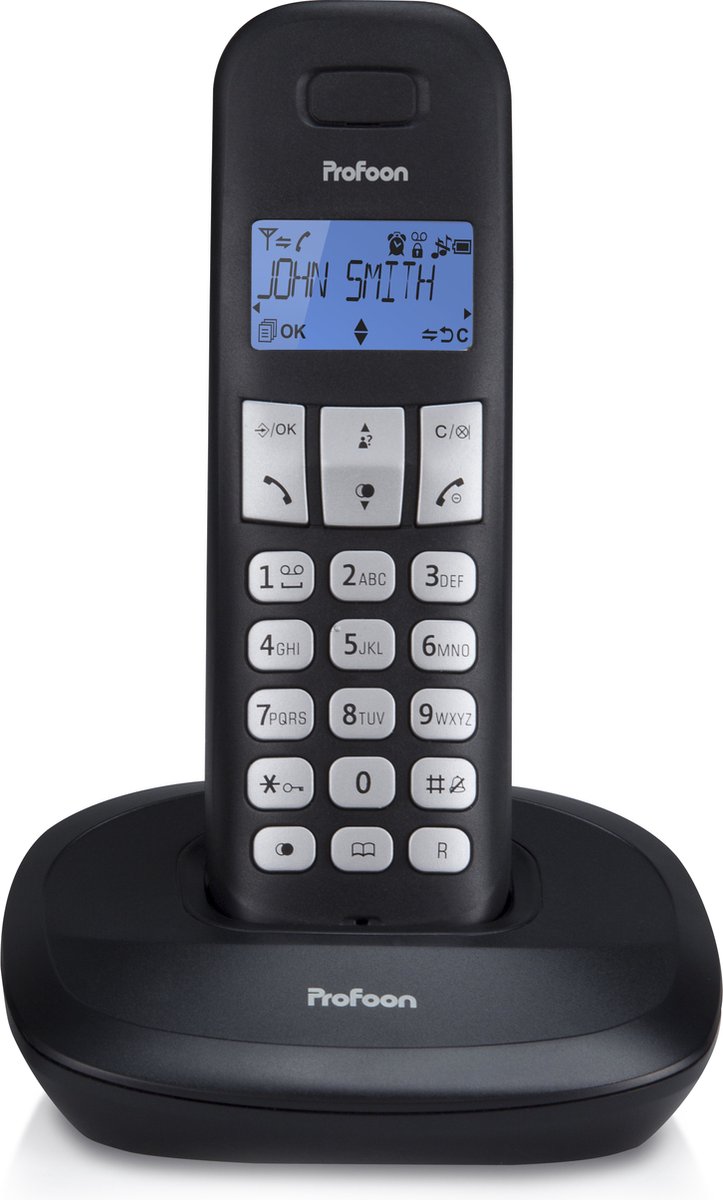 Profoon PDX-1100 DECT telefoon - 1 Handpost - Duidelijk verlicht display - Zwart