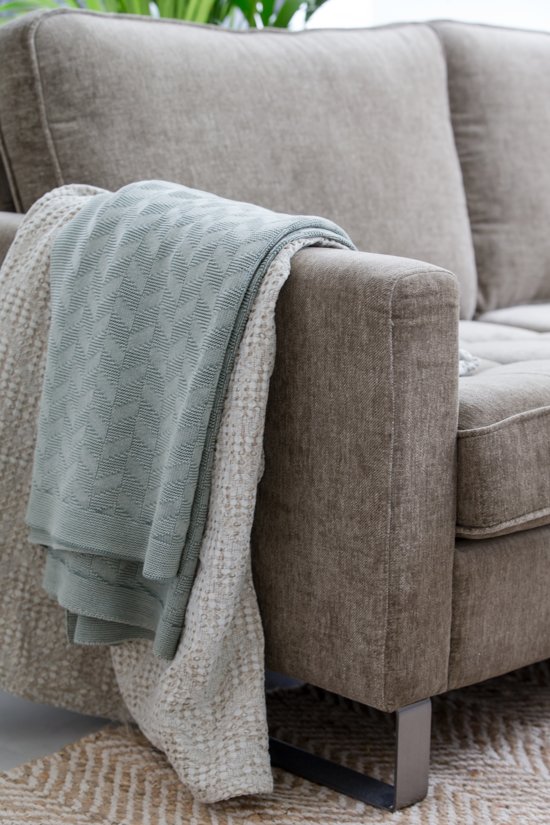 Riviera Maison Pure Pleasure Throw - Plaid - 170x130 - groen - Katoen