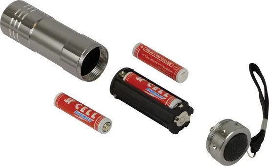 Dyto Fiets Koplamp - Zaklamp - 9 LED - Batterij - Grijs