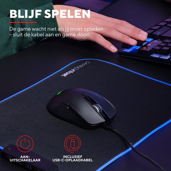Trust GXT 923 YBAR - Draadloze Gaming Muis - RGB verlichting - Oplaadbaar - 7200 dpi - Zwart