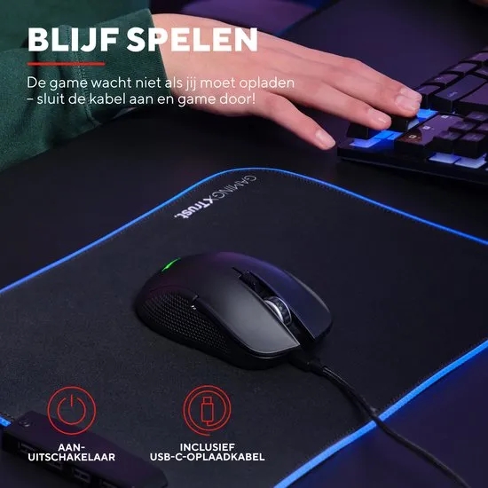 Trust GXT 923 YBAR - Draadloze Gaming Muis - RGB verlichting - Oplaadbaar - 7200 dpi - Zwart