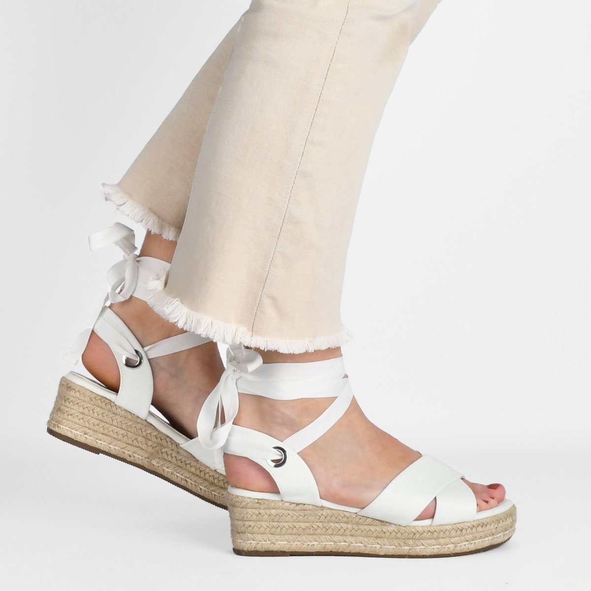 POSH by Poelman SAAR Dames - 37 - Sandalen/Espadrilles - Wit