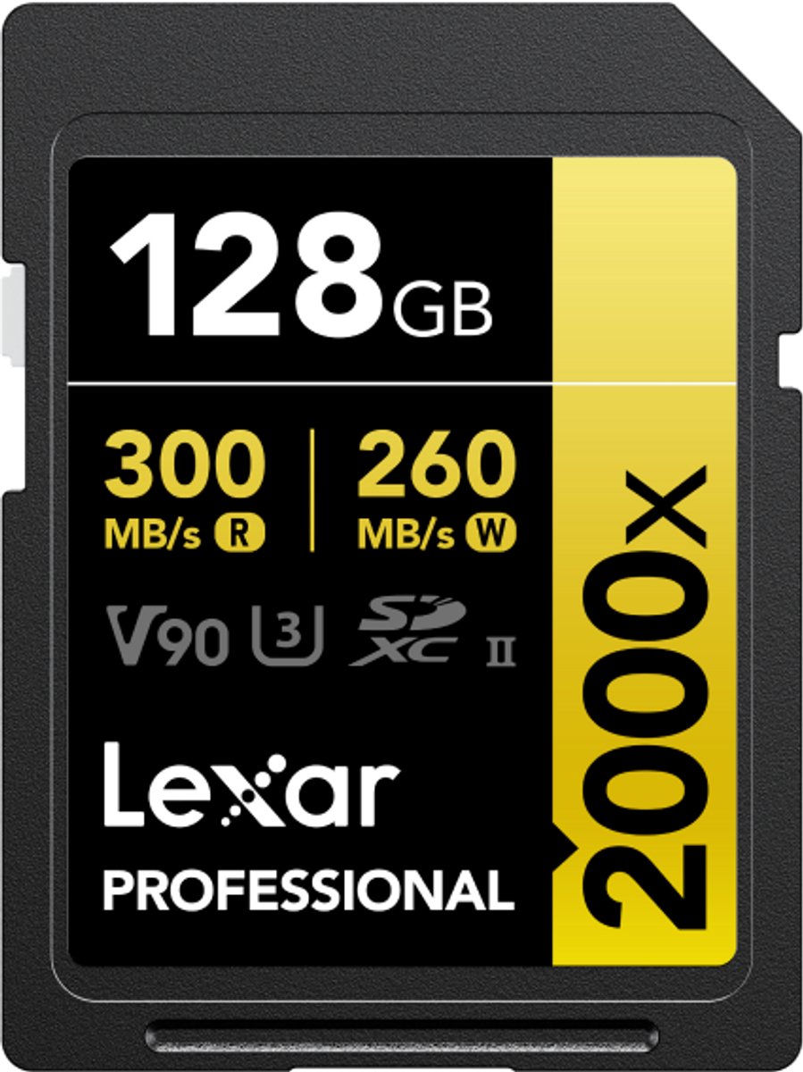 128GB, SDXC, V90, Lexar, Professional
