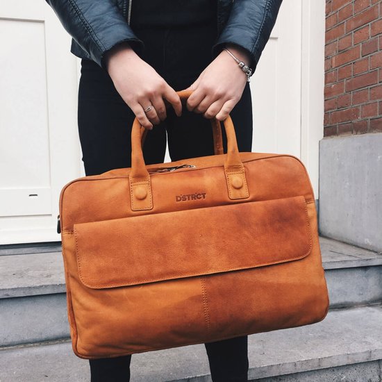DSTRCT Wall Street Laptoptas - 17 inch - Cognac