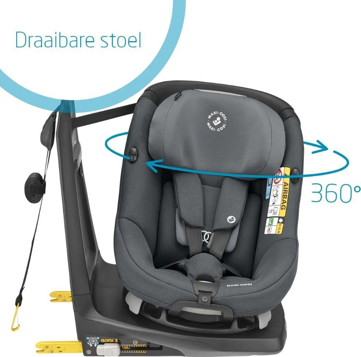 Maxi-Cosi AxissFix i-Size Autostoeltje - 360° draaibaar - Authentic Graphite