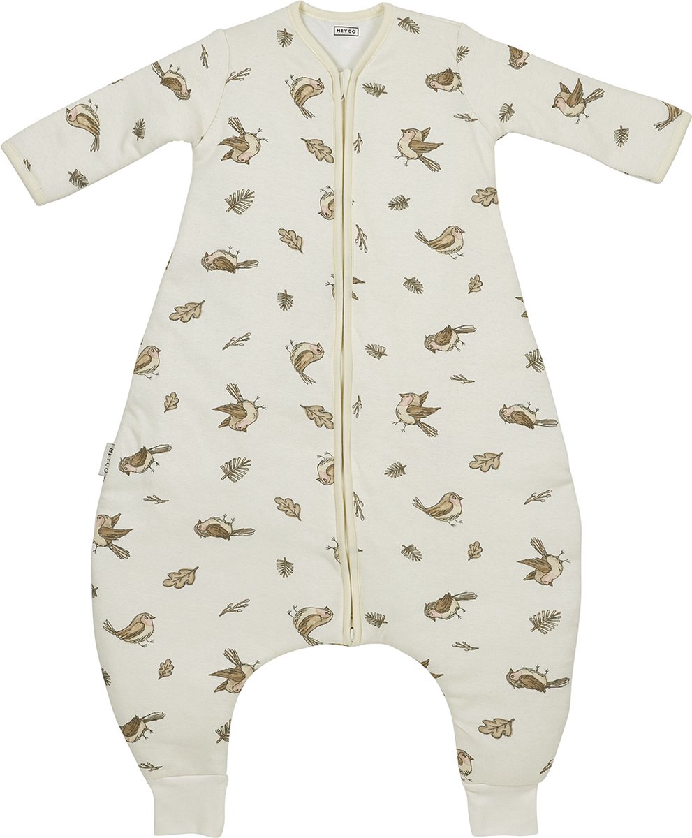 baby onesie, romper, footed, bird print, cream color