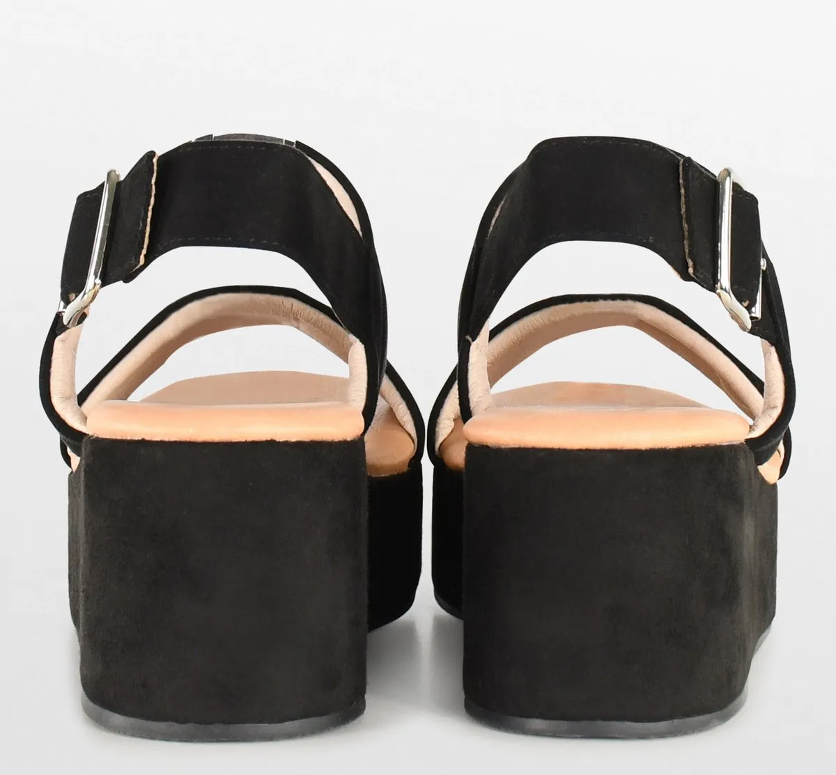 POSH by Poelman - Maat 40 - PARIS Dames Sandalen met plateauzool - Zwart