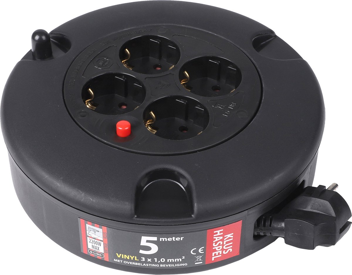 verlengsnoer, stroomdraad, stekkerdoos, kabelrol, 5 meter