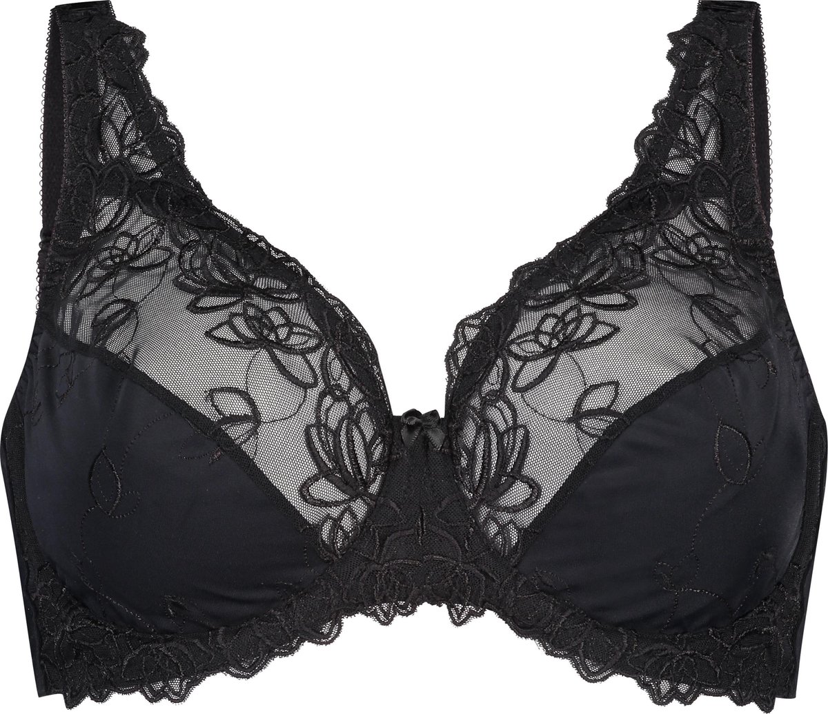 lingerie, bh, zwart, katoen?, lace