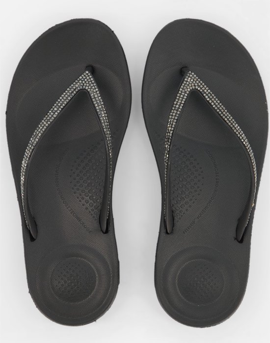 FitFlop IQUSHION - maat 40 - Dames Slippers - Zwart - Sparkle