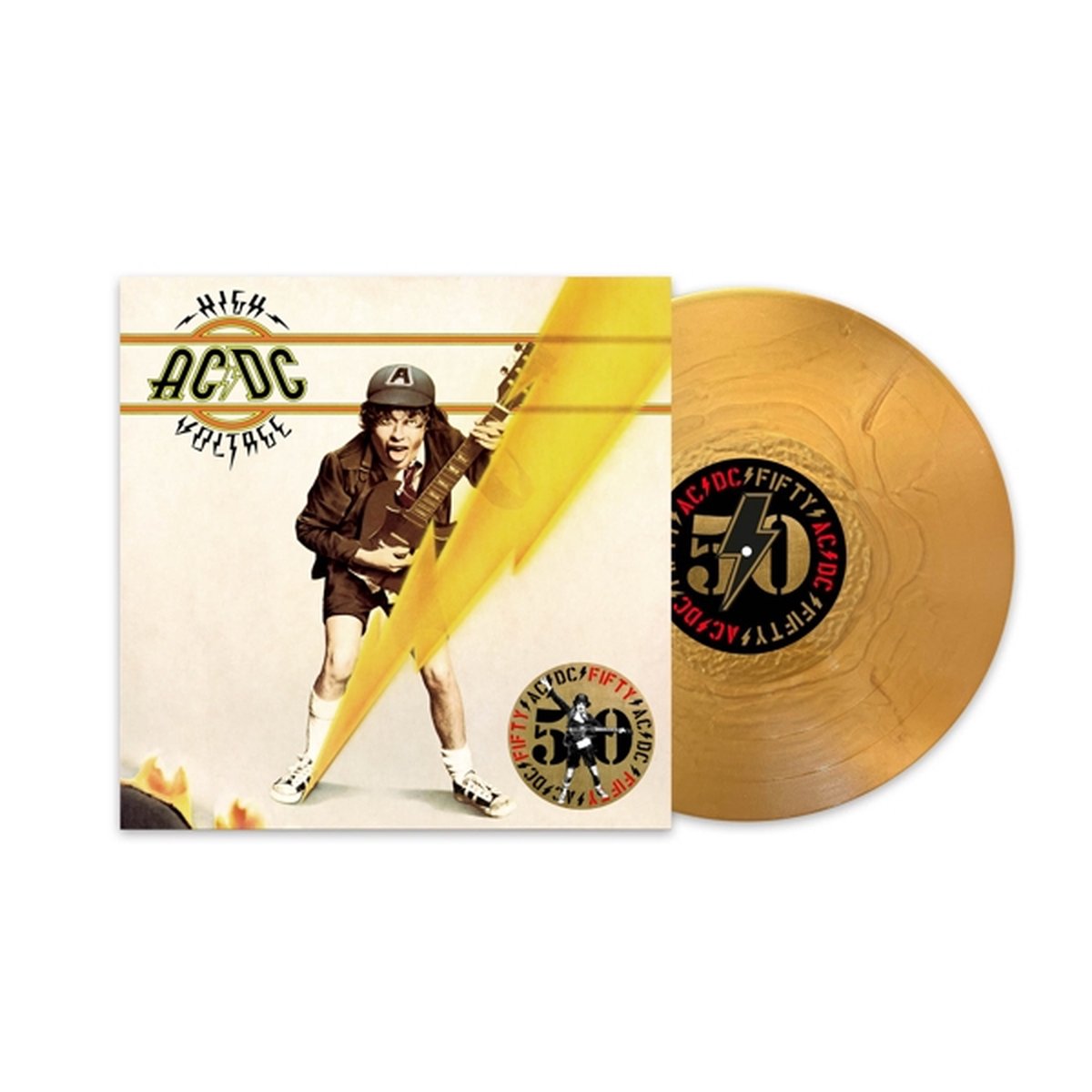 vinyl, plaat, AC/DC, gitaargeluid, gouden kleur