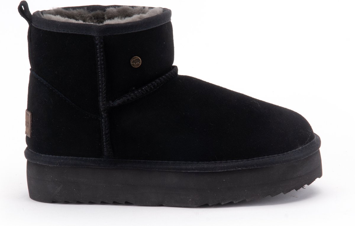 boot, ankle boot, suede, black, fur lining
