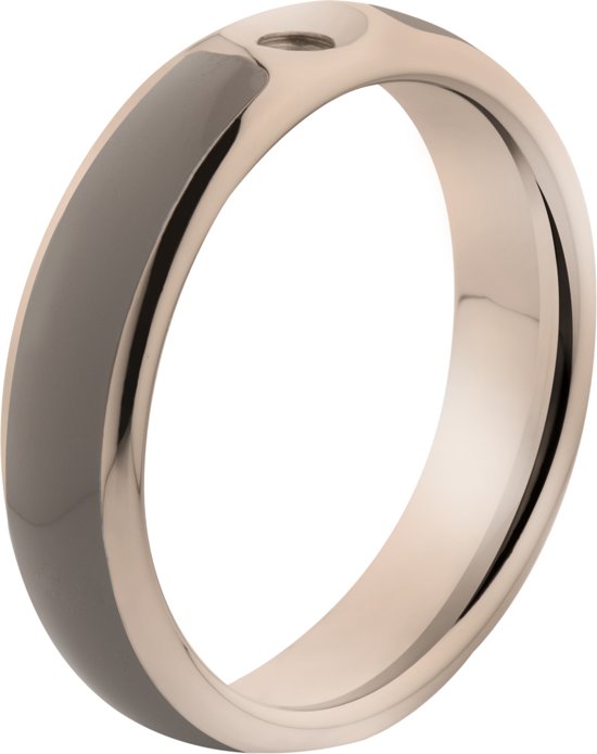 Melano Twisted Tracy resin ring - dames - rosegoldplated + taupe resin - Maat 18.75