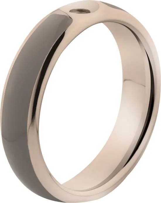 Melano Twisted Tracy resin ring - dames - rosegoldplated + taupe resin - Maat 18.75