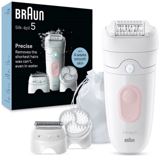 Braun - Silk-épil 5 - Elektrische epilator - Gemakkelijk ontharen - Langdurig zachte huid - 5-060 - Wit / Roze