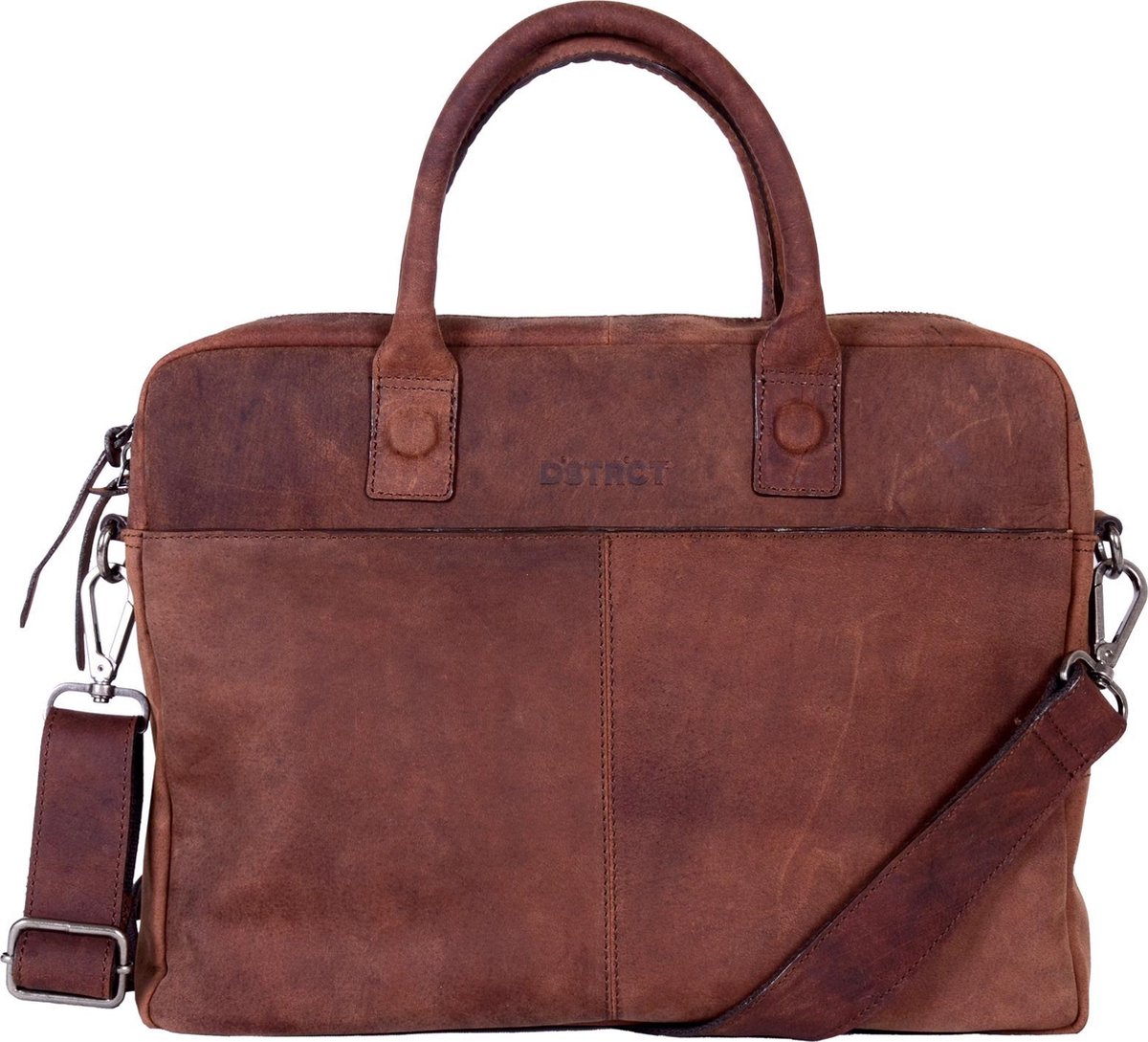 DSTRCT Wall Street Leren Laptoptas - 15,4 inch - Bruin