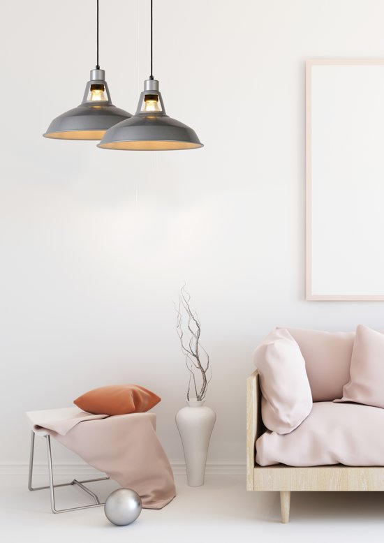 Lucide BRASSY-BIS - Hanglamp -  31 cm - Grijs